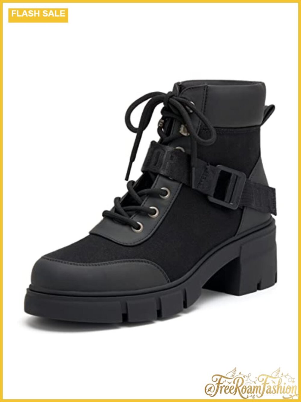 Combat Boots Chunky Lug Sole Lace-Up Casual Ankle Boots